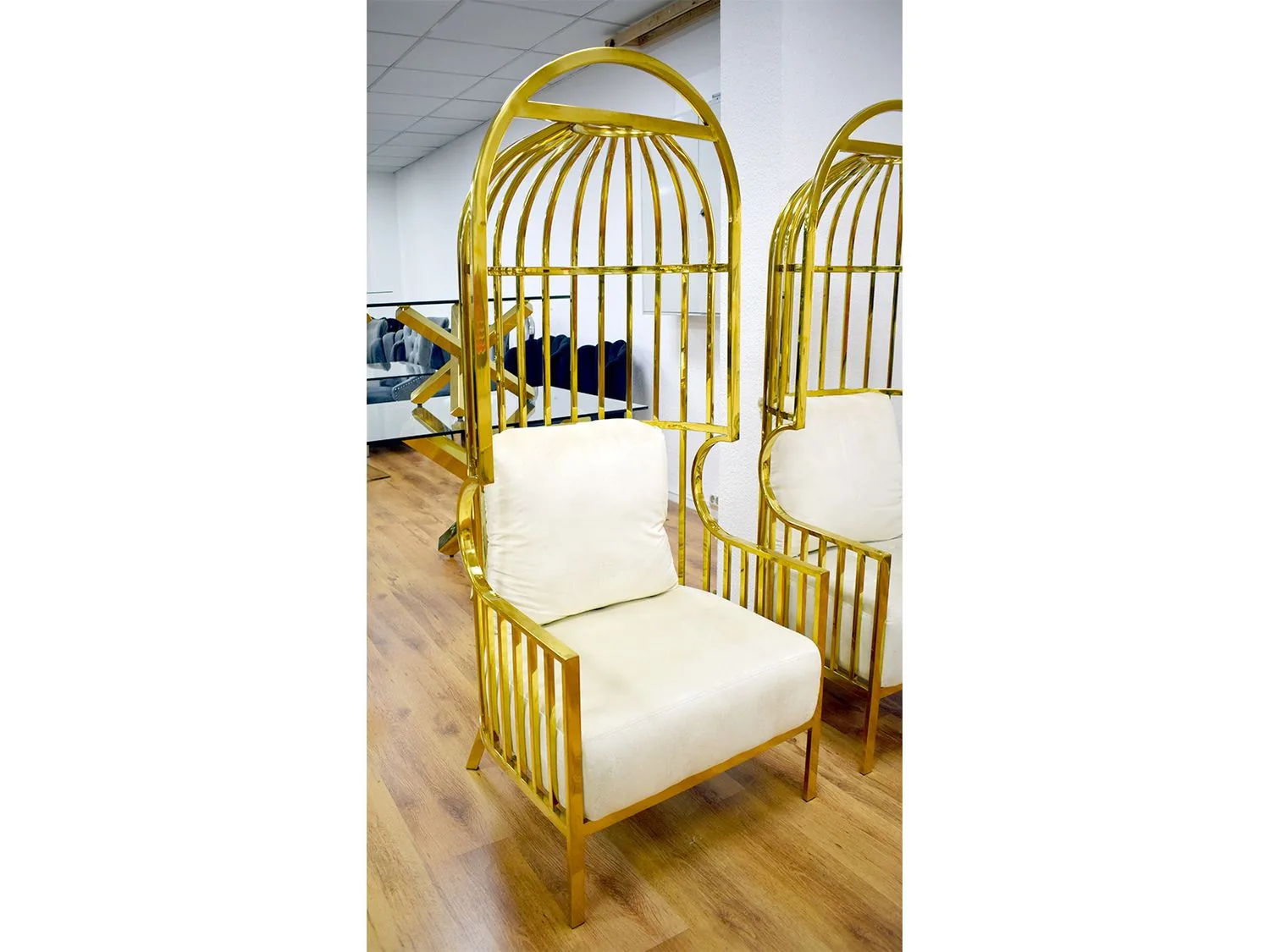 Thron Sessel "Casa" Gold Metall Design Luxus Deko Stuhl