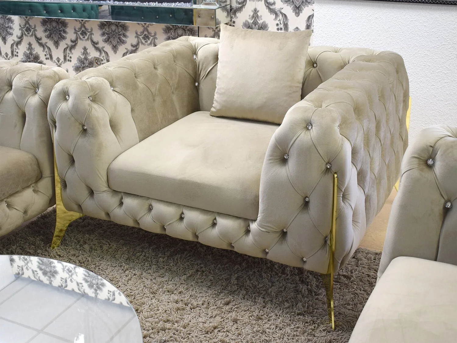 Chesterfield Sofa "Kent 2" 3-2-1 Farbauswahl Garnitur Couch