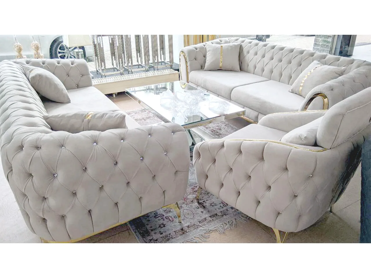 Chesterfield Sofa "Arthur" 3-3-1 Farbauswahl Couch Garnitur