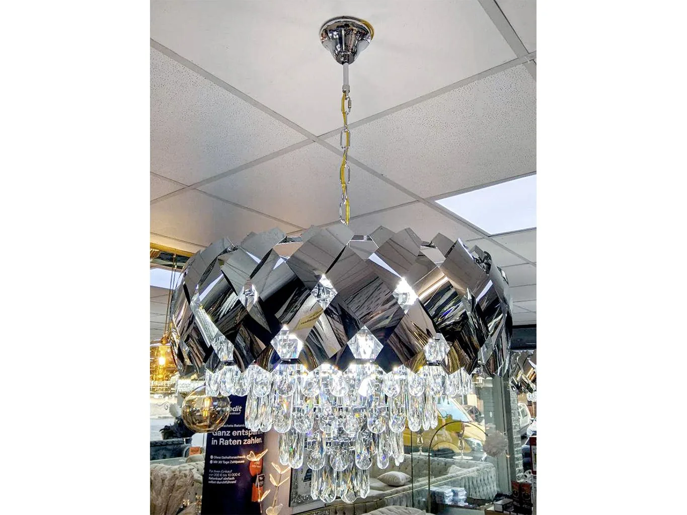Deckenlampe 60 cm Silber "Mark" Licht Deckenleuchte Beleuchtung