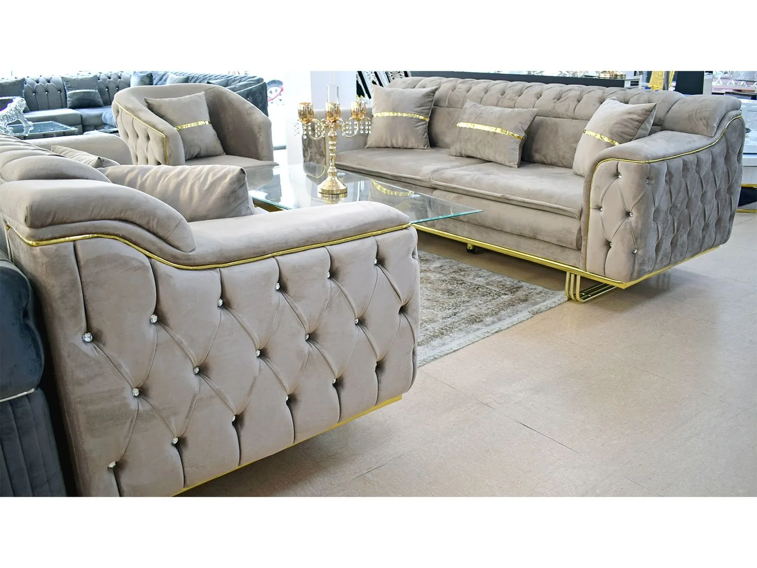 Chesterfield Schlafsofa "Sven" 3-3-1 Farbauswahl Wohnzimmer Couch Sessel