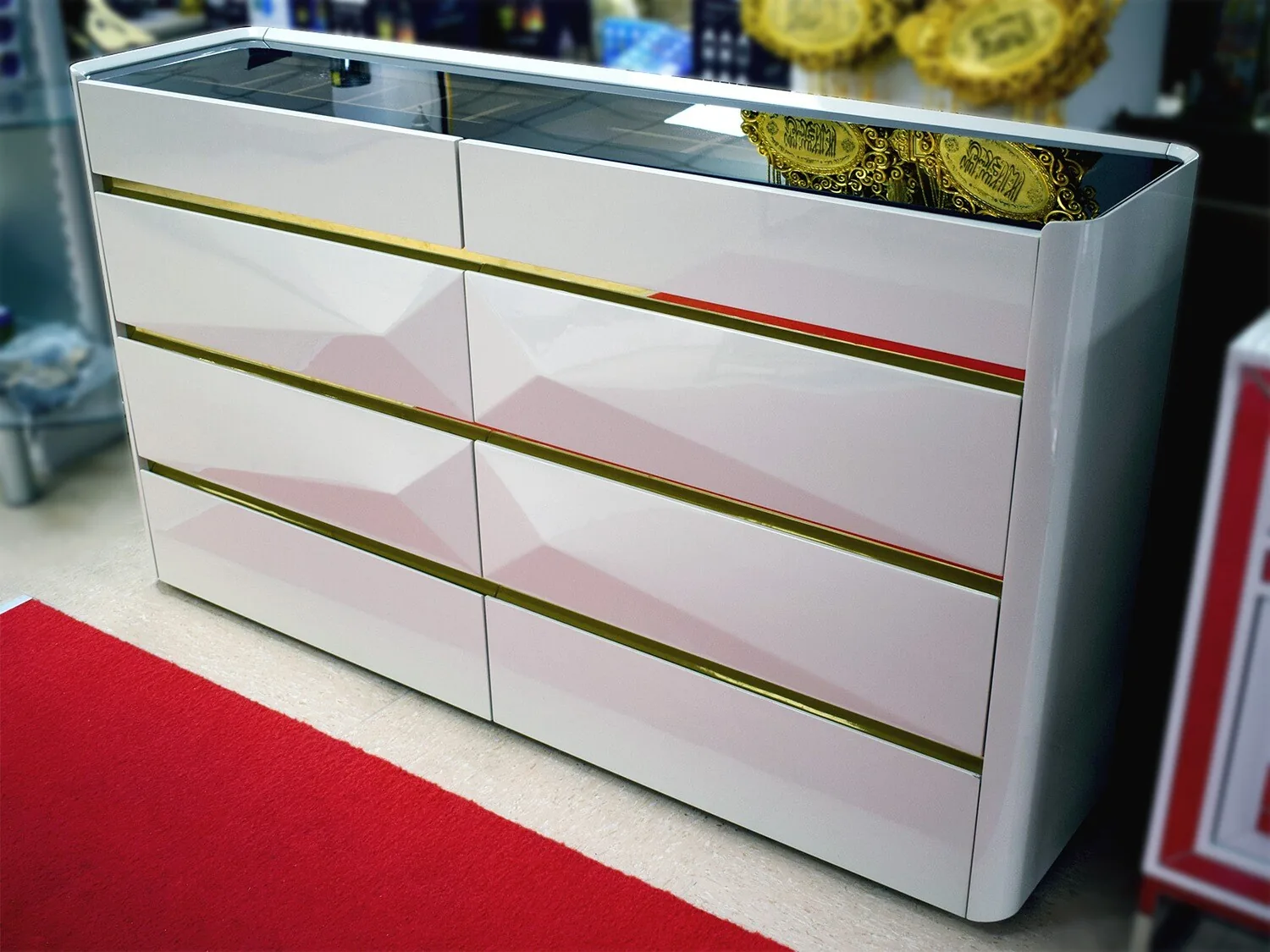 LED Schmuck Kommode "Dalia" Beleuchtung Schubladen Vitrine