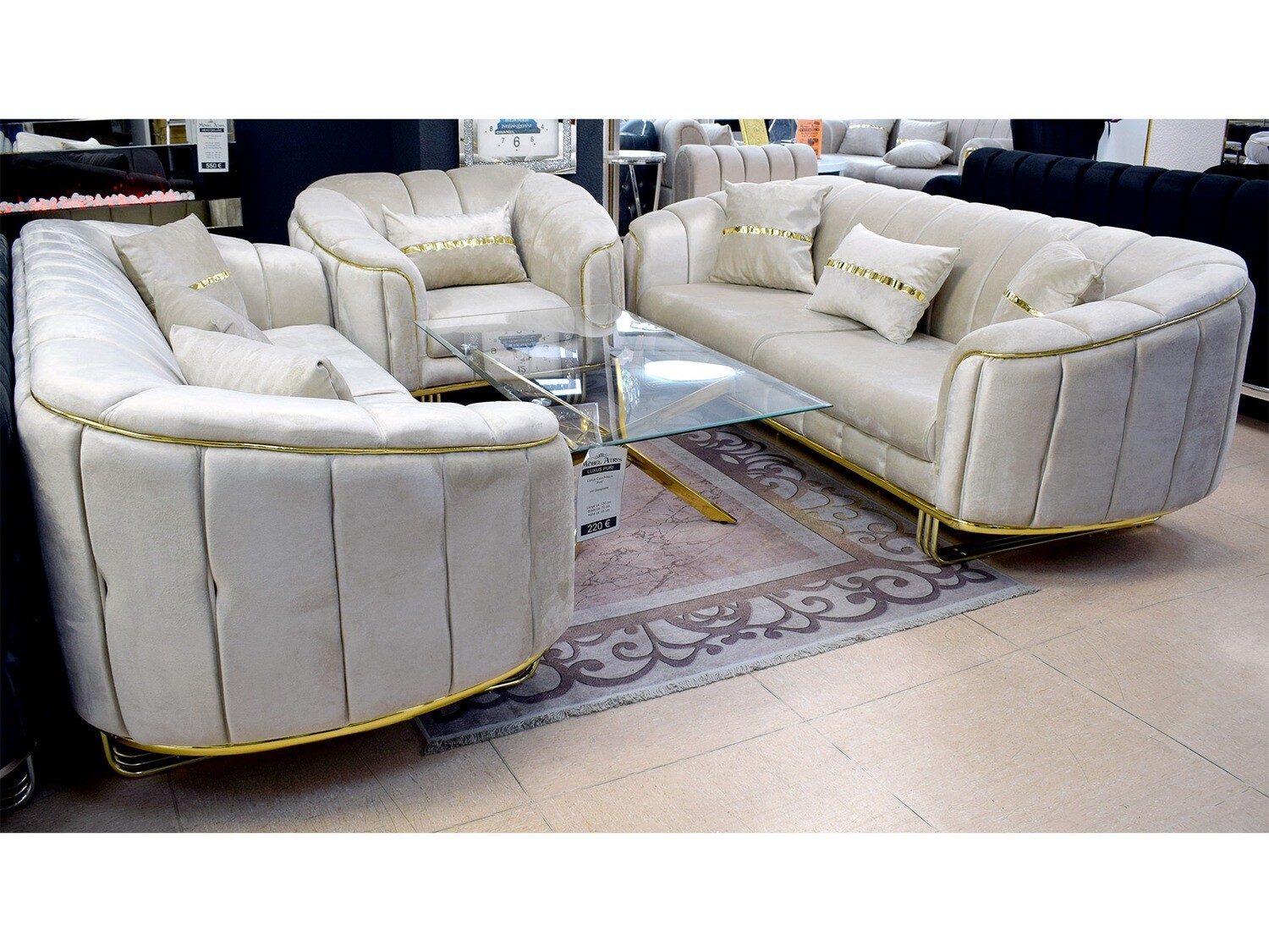 XL Chesterfield Sofa "Zeus" 3-3-1 Farbauswahl Wohnzimmer Garnitur