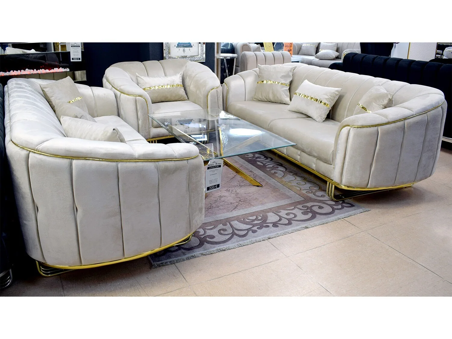 XL Chesterfield Sofa "Zeus" 3-3-1 Farbauswahl Wohnzimmer Garnitur