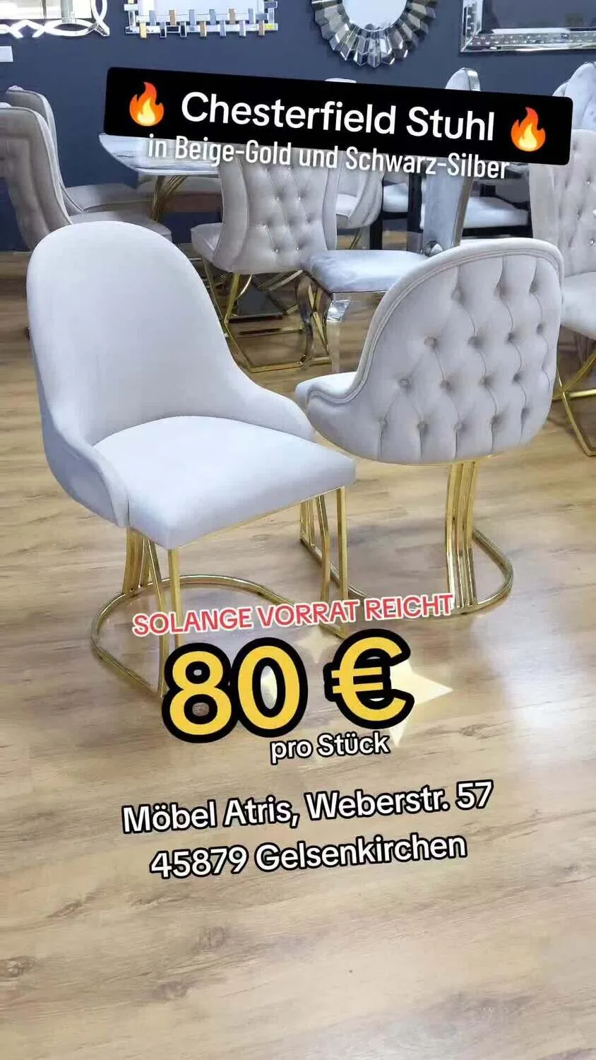 Chesterfield Stuhl "Oliver" Farbauswahl Esszimmer Küche Stühle