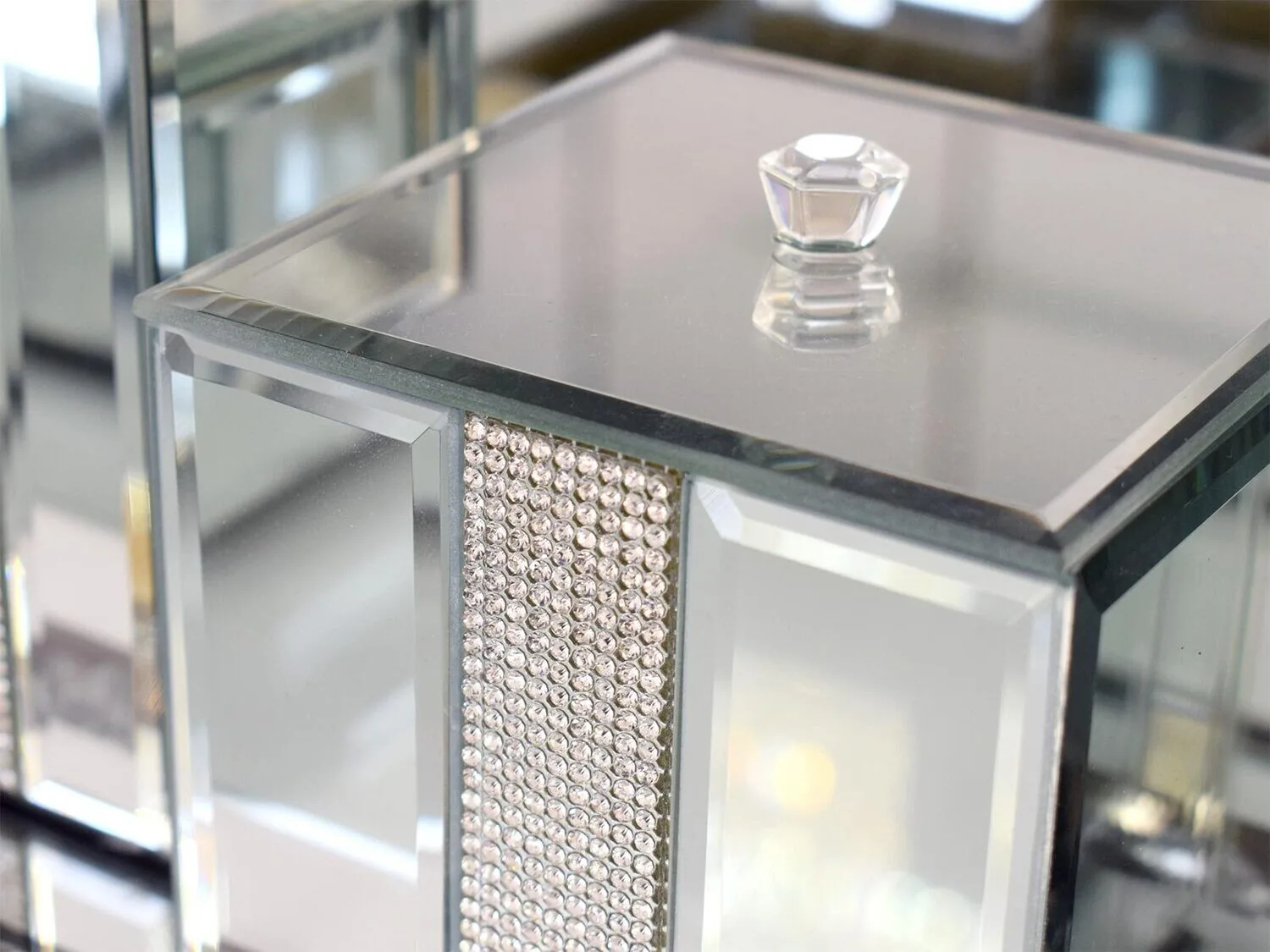 Badezimmer Set Dekoration Spiegel Diamant Glitzer Silber Glas