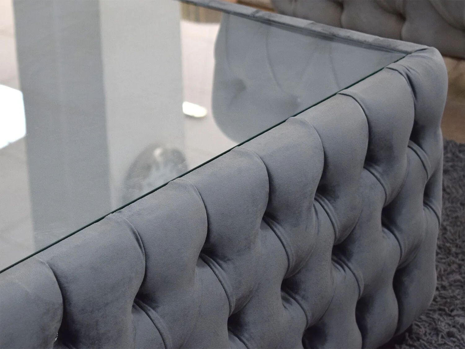 Chesterfield Couchtisch "Winston" 130x70 cm Farbauswahl Glas