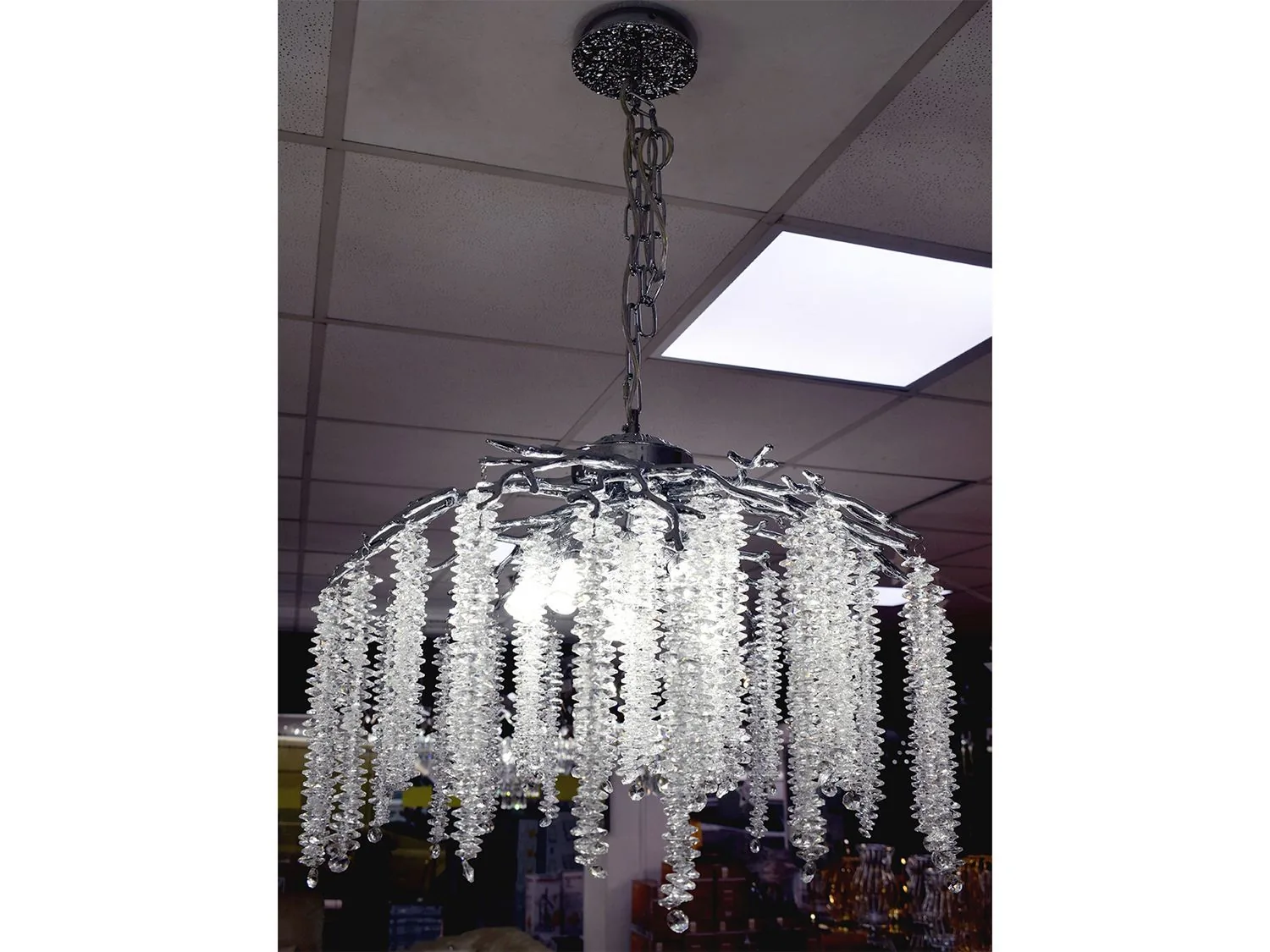 Deckenlampe 60 cm 5xE14 Silber "Leni" Licht Beleuchtung