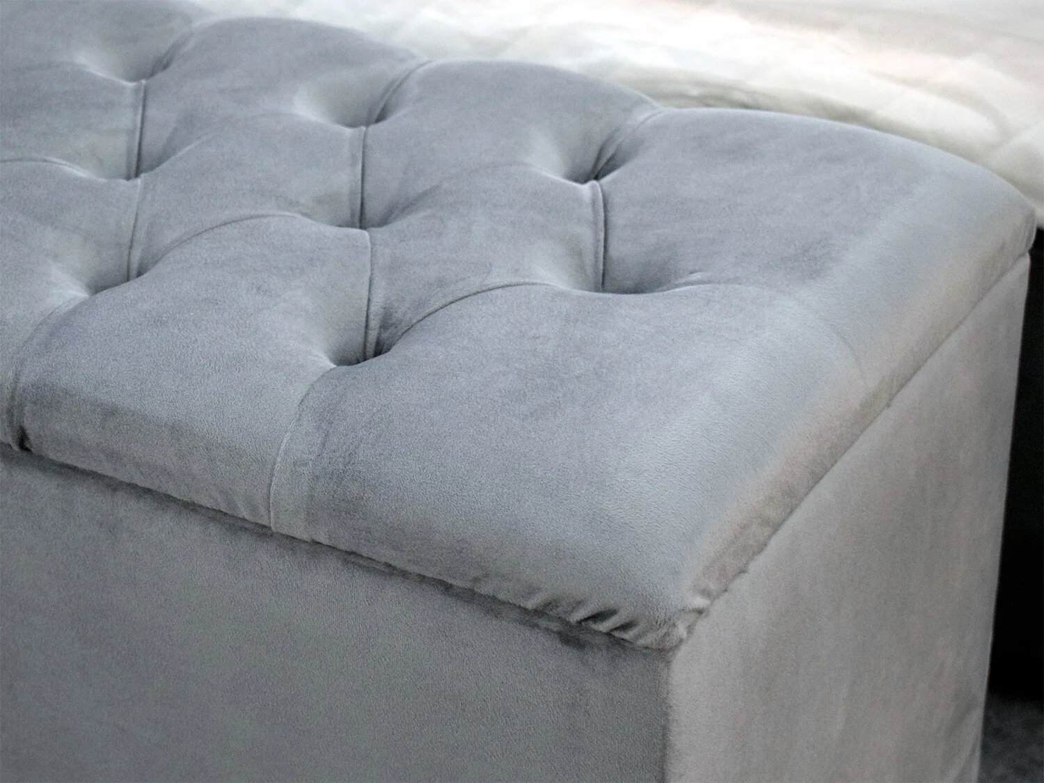 Chesterfield Sitzbank "Jack" Beige & Grau Truhe Stauraum