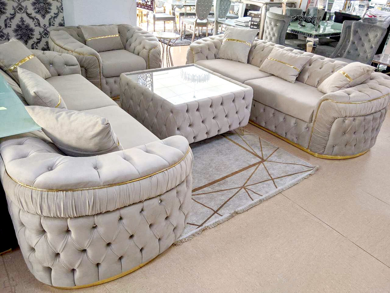 XL Chesterfield 3-3-1 "Merlin" Farbauswahl Sofa Garnitur Couch