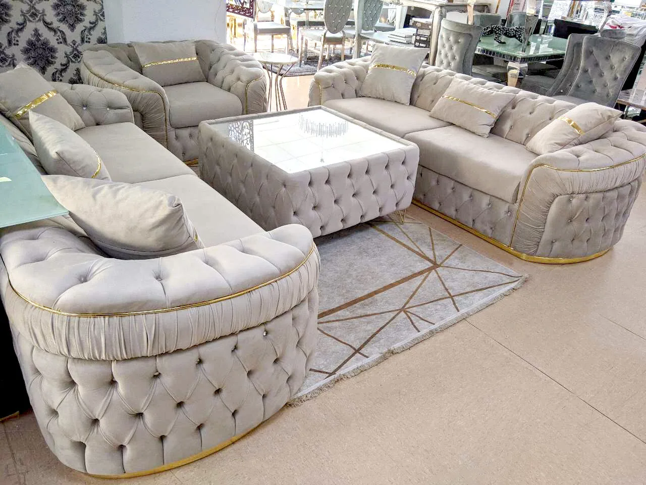 XL Chesterfield 3-3-1 "Merlin" Farbauswahl Sofa Garnitur Couch