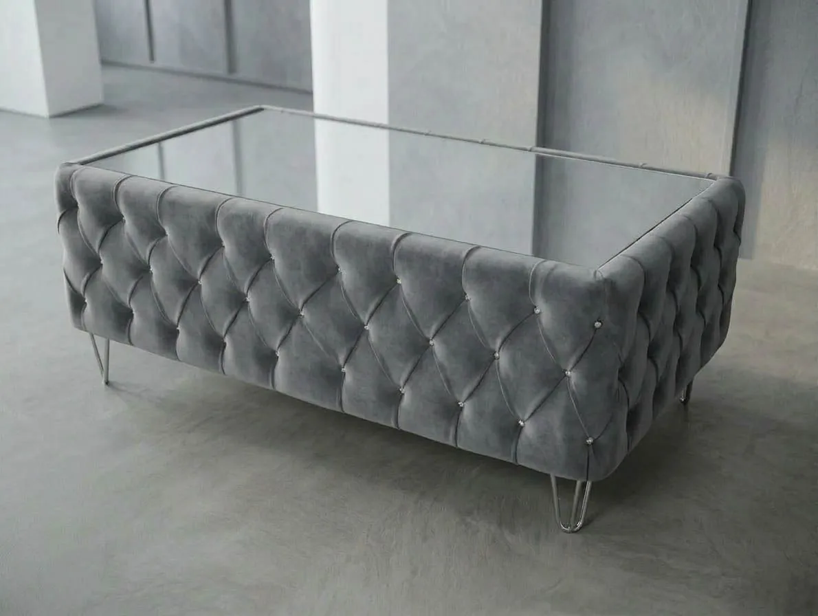 Chesterfield Couchtisch "Winston" 130x70 cm Farbauswahl Glas