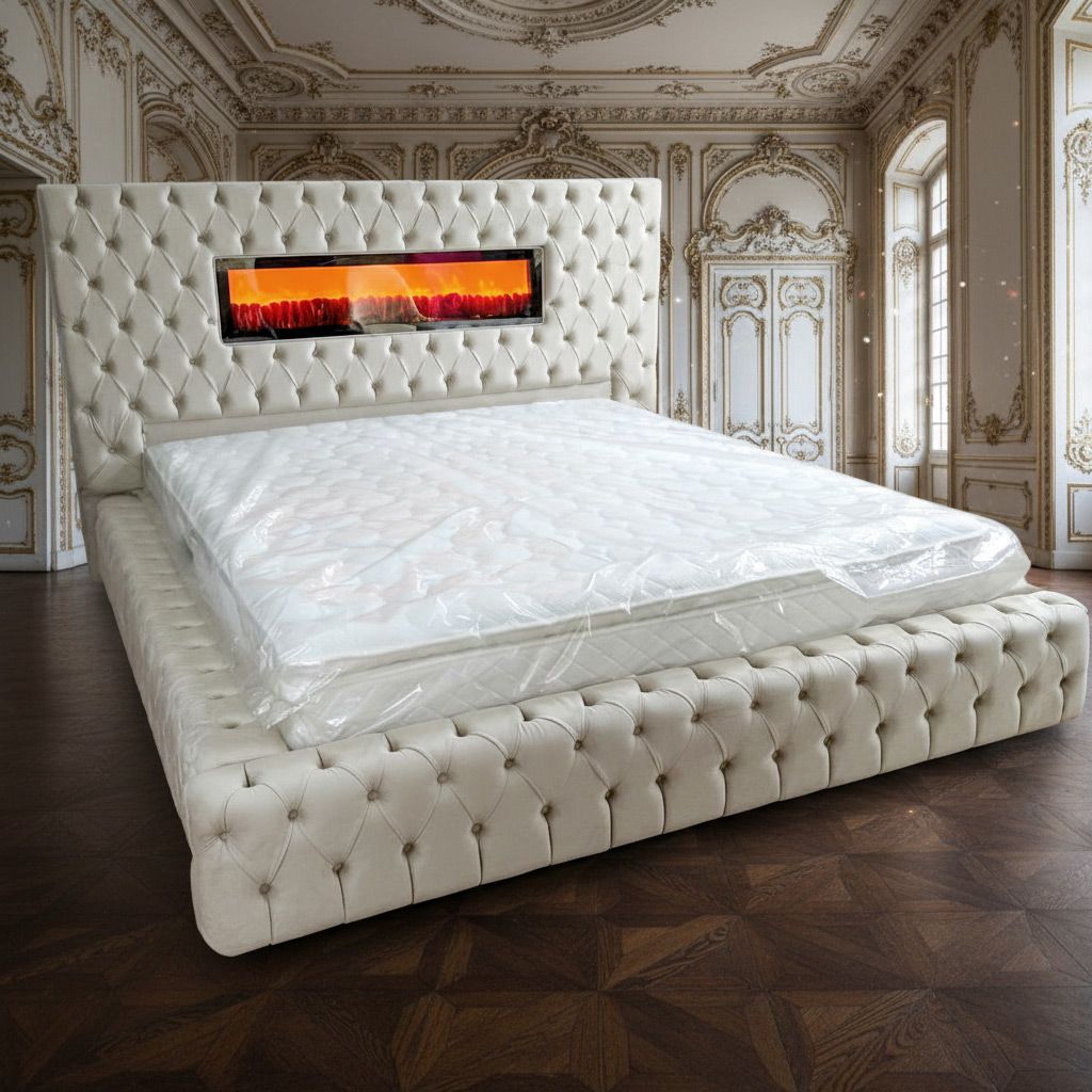Chesterfield Bett "Pharao" Farbauswahl Kamin Matratze