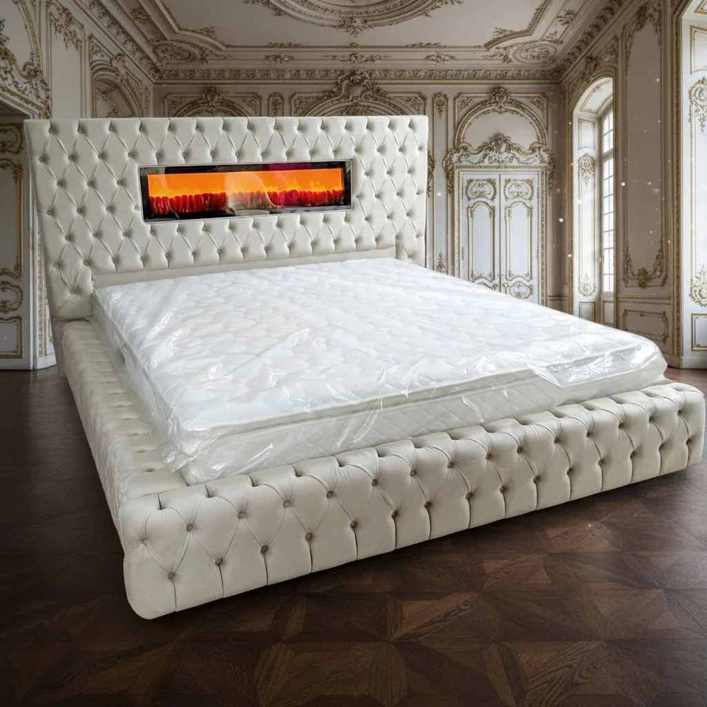 Chesterfield Bett "Pharao" Farbauswahl Kamin Matratze
