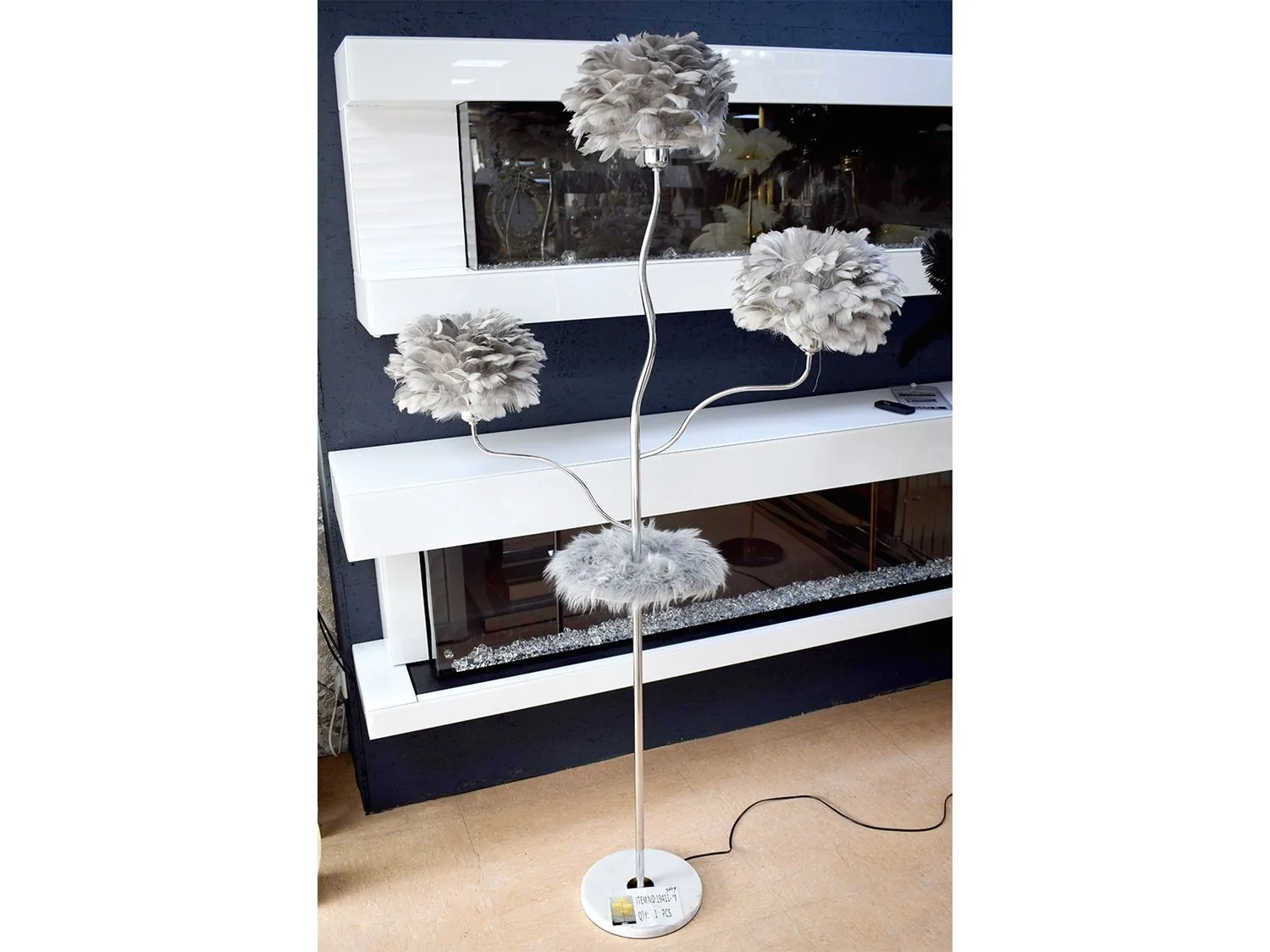 Stehlampe 180 cm "Wolke" Blumen-Design Grau Silber E27