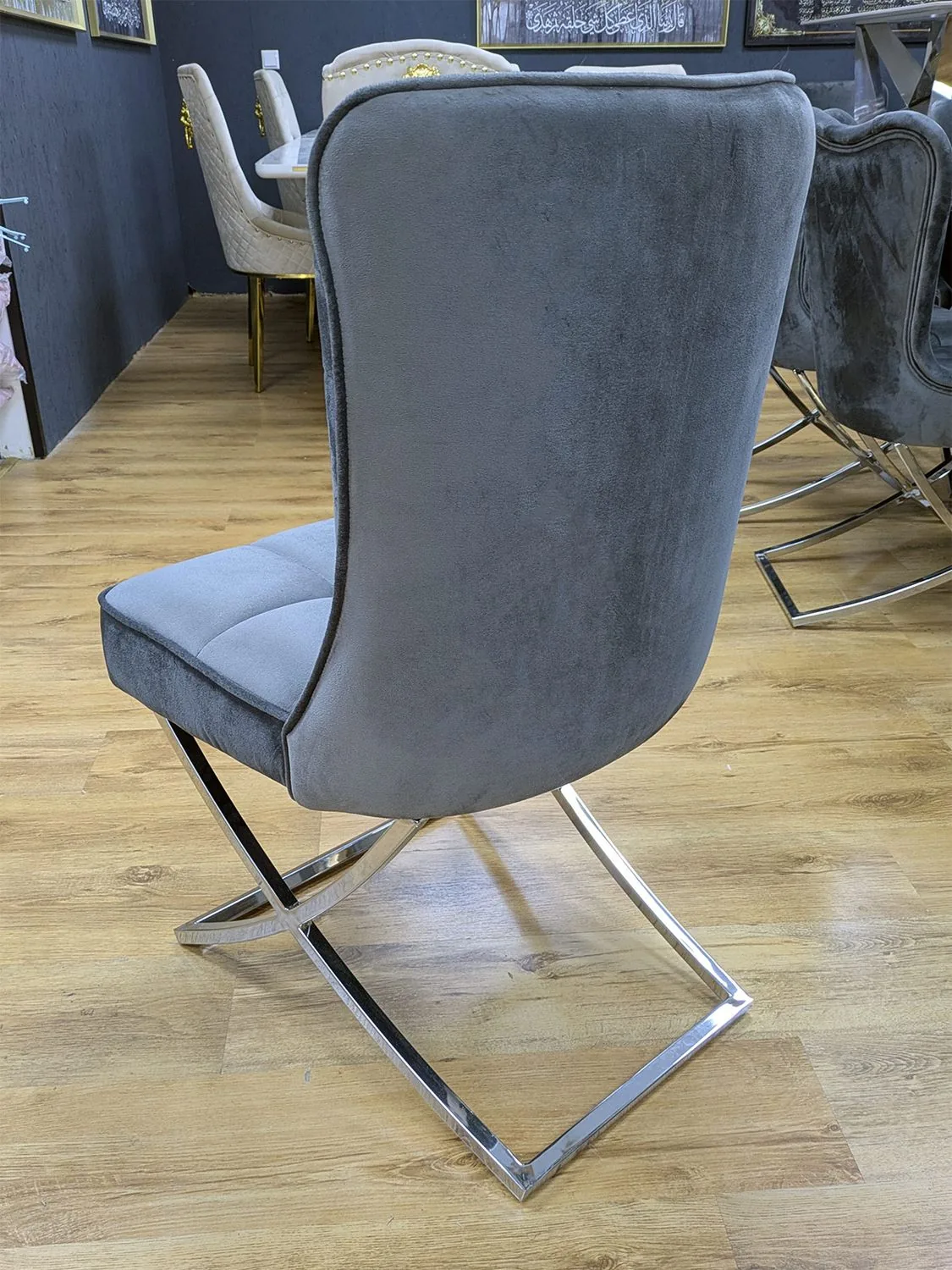 Design Esszimmer Stuhl "Bobby" Grau Silber Esszimmer Küche