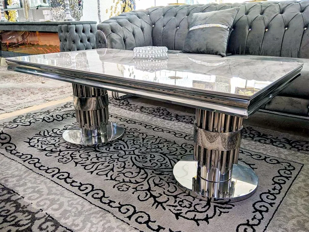 Design Couchtisch "Yara" 130x70 Grau Silber