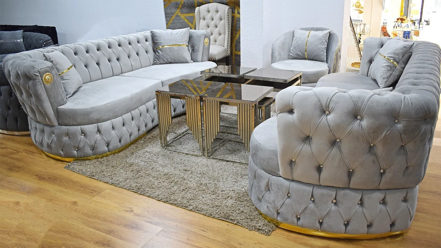 Chesterfield 3-3-1 "Rom" Farbauswahl Sofa Sessel Couch