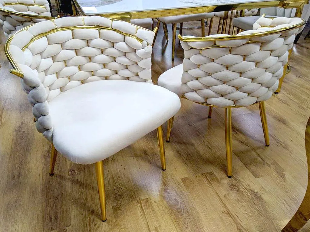 Esszimmer Stuhl "Bubble" Beige Gold Küche Design