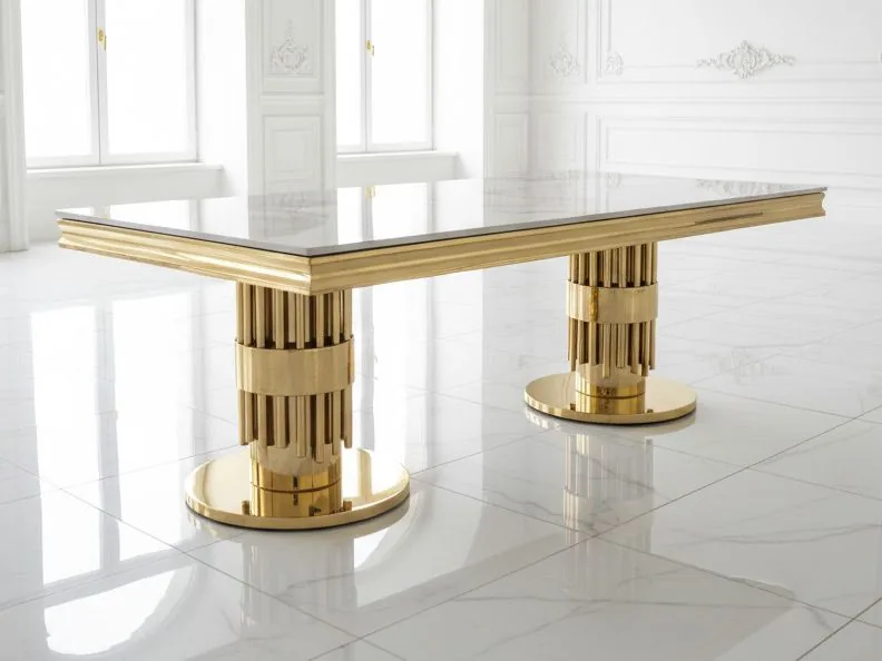 Design Couchtisch "Yara" 130x70 Weiss Gold