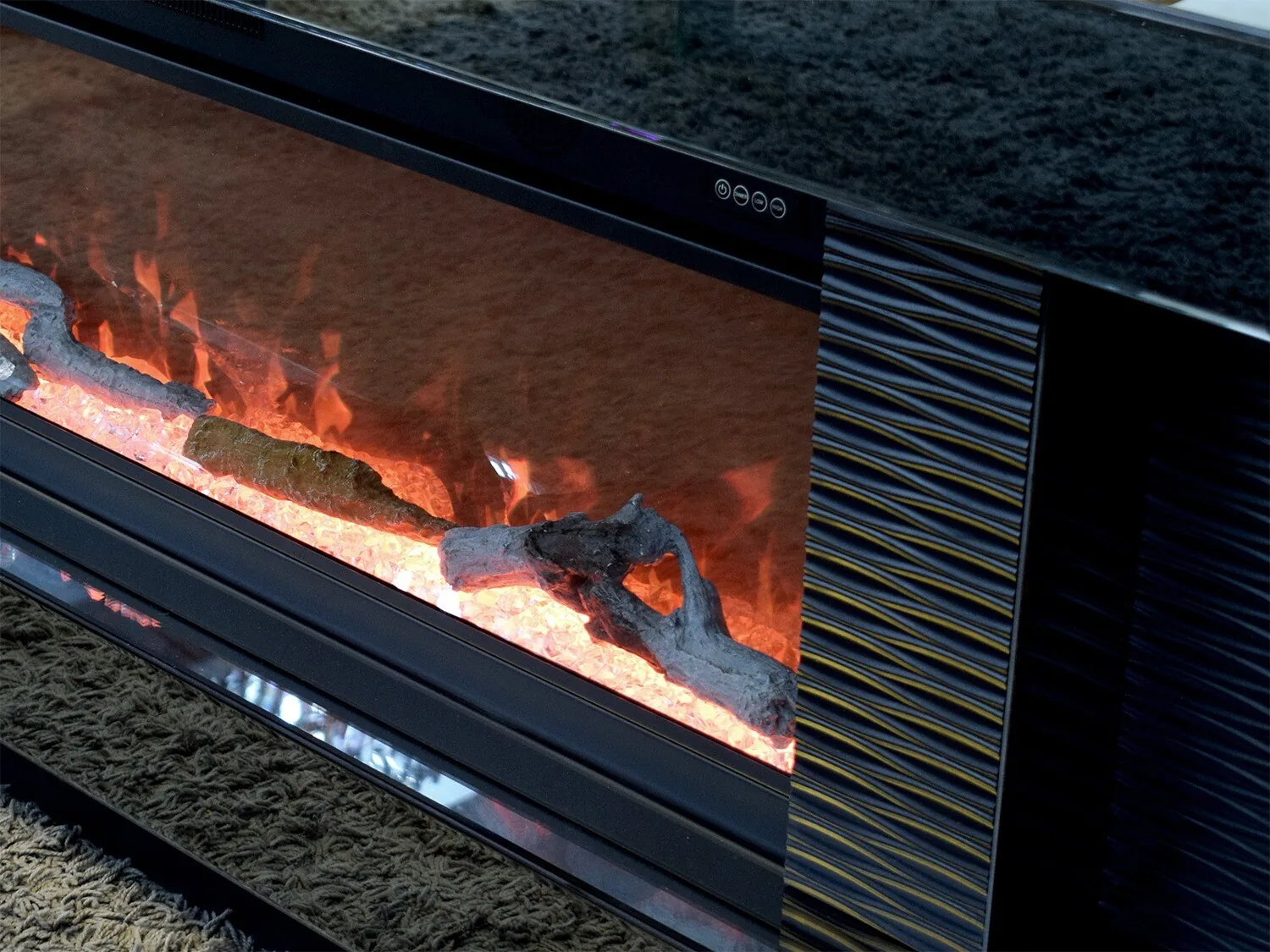 Lowboard Spiegel Kamin "Dana" 180 cm 200 cm Farbauswahl Heizfunktion LED