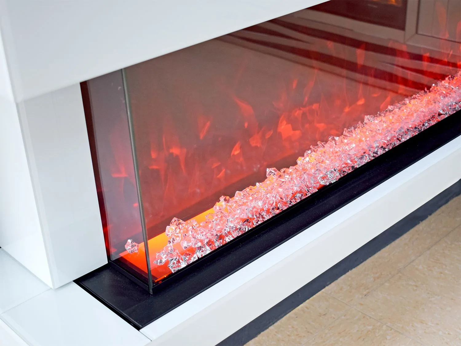 LED Deko-Hängekamin "Rima" 200 cm Spiegel Weiss Farbwechsel Heizfunktion