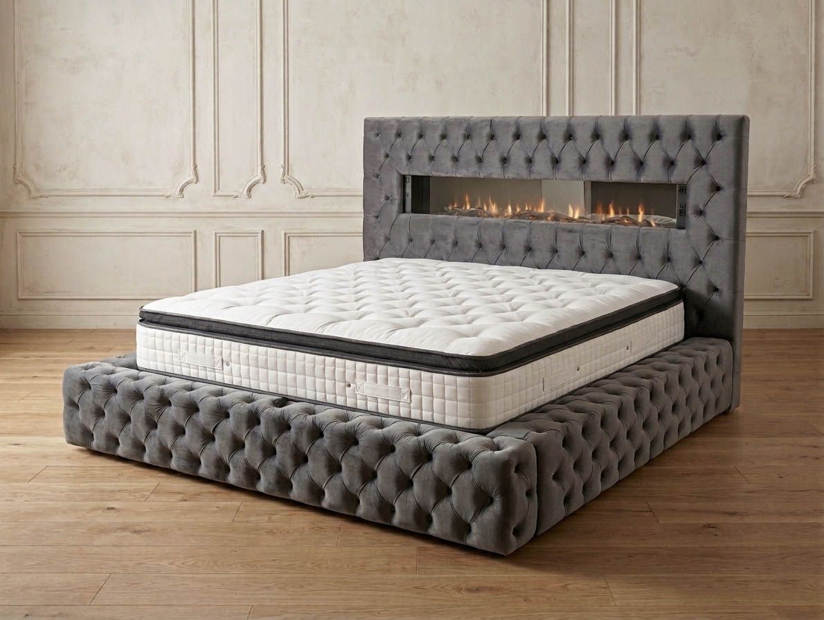 Chesterfield Bett "Tina" Farbauswahl Bettkasten Stauraum Schlafzimmer