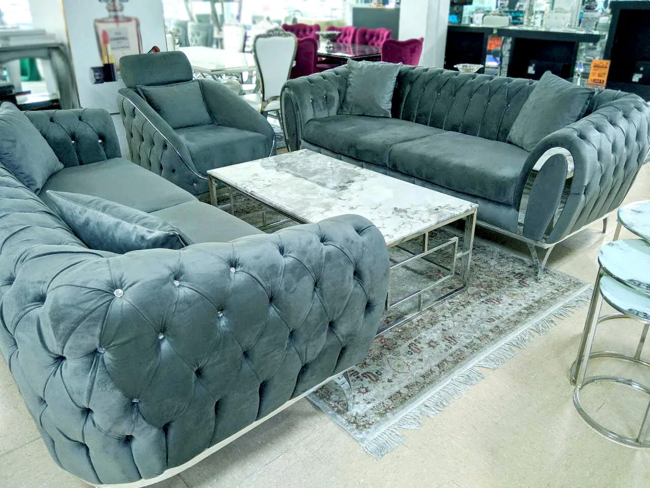 Chesterfield Sofa "Arthur" 3-3-1 Farbauswahl Couch Garnitur