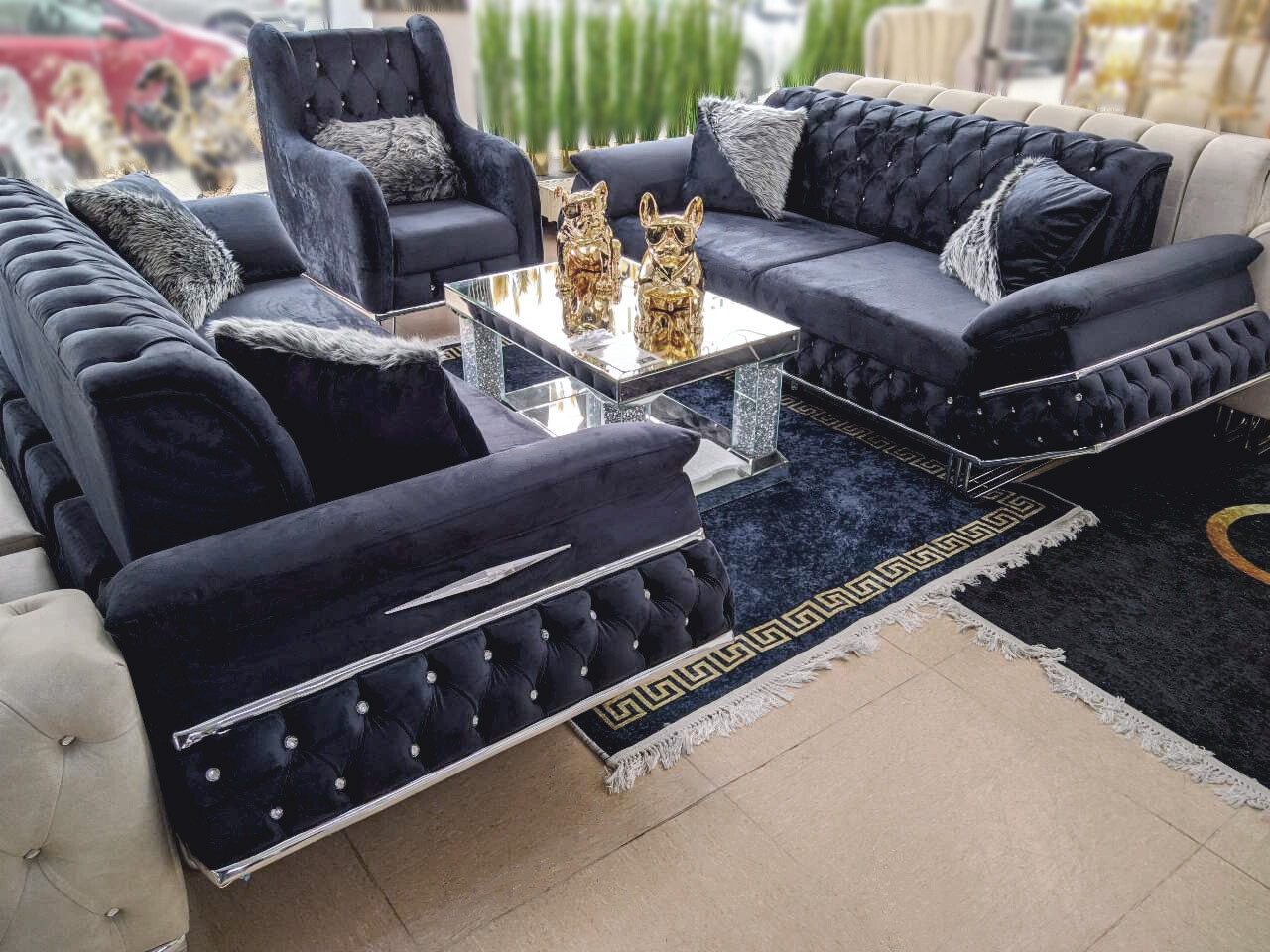 XL Chesterfield Schlafsofa "Chevy" 3-3-1 Farbauswahl Garnitur Wohnzimmer