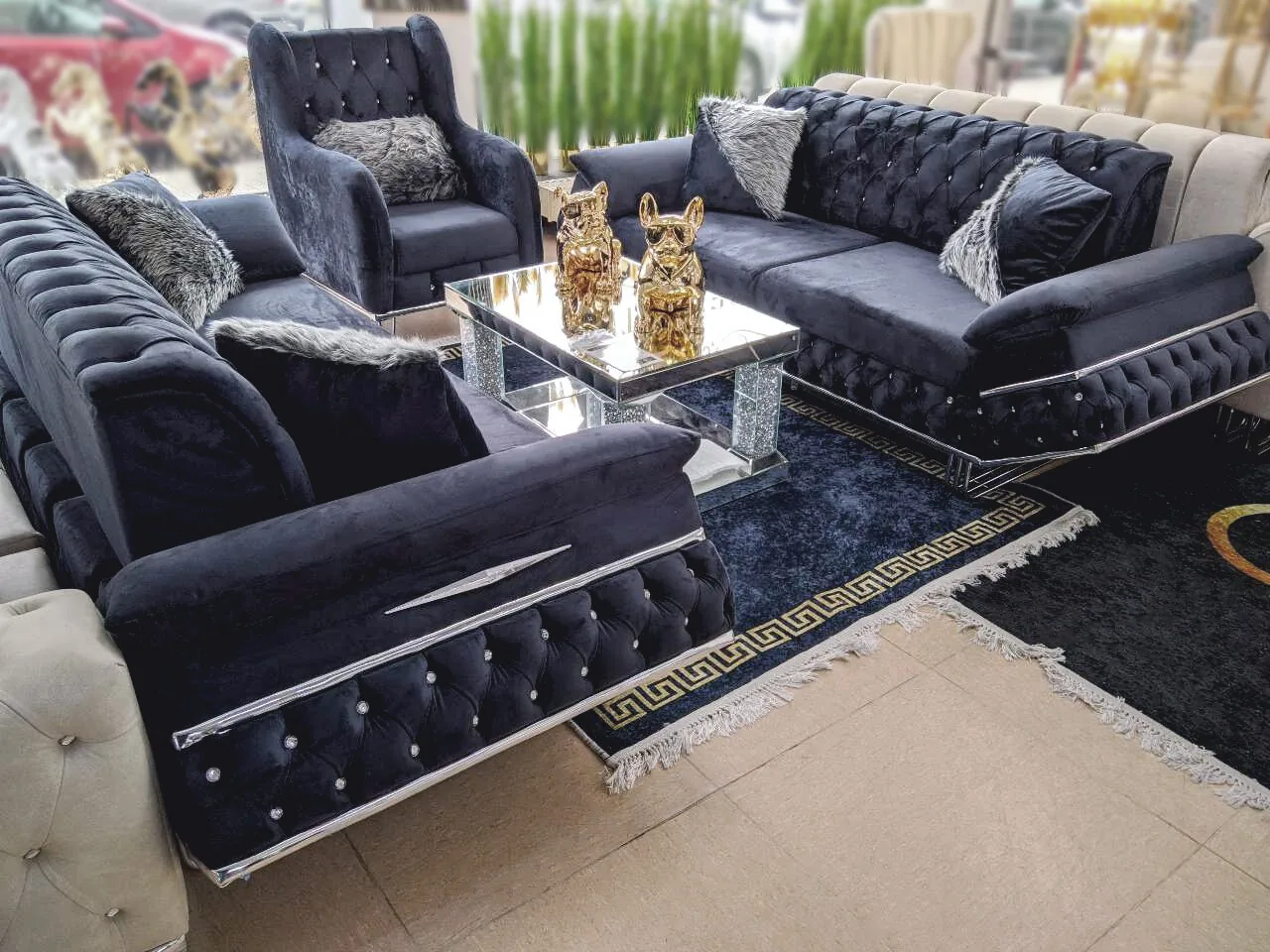 XL Chesterfield Schlafsofa "Chevy" 3-3-1 Farbauswahl Garnitur Wohnzimmer