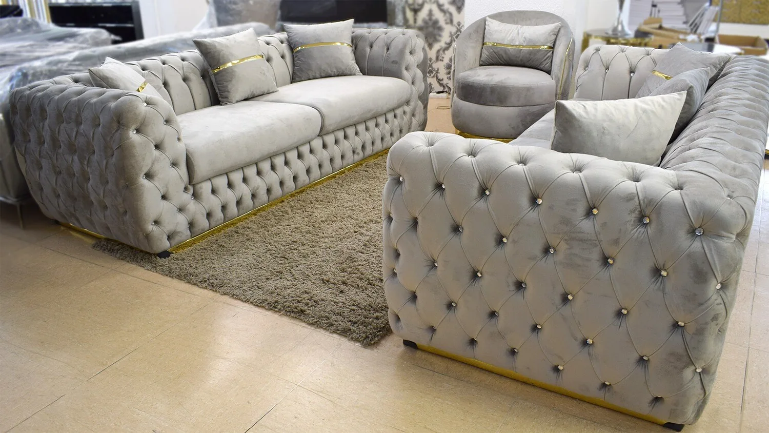 Chesterfield Sofa 3-3-1 "Paris" Farbauswahl Sessel Couch