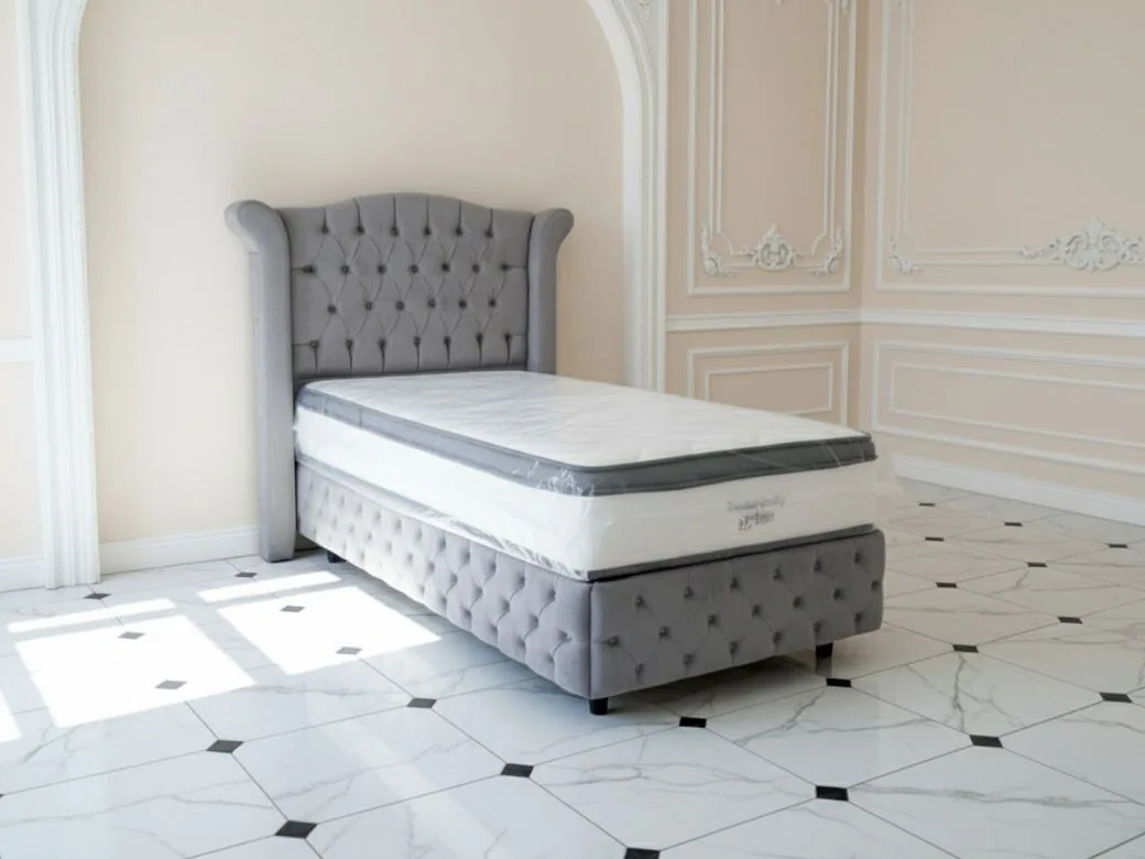 Chesterfield Einzelbett "Finn" 100x200 cm Farbauswahl + Matratze + Stauraum
