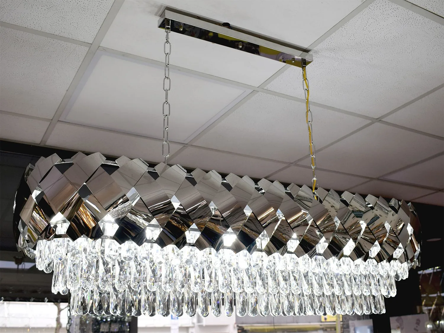 Deckenlampe 120x30 cm Silber "Mark" Licht Deckenleuchte Beleuchtung