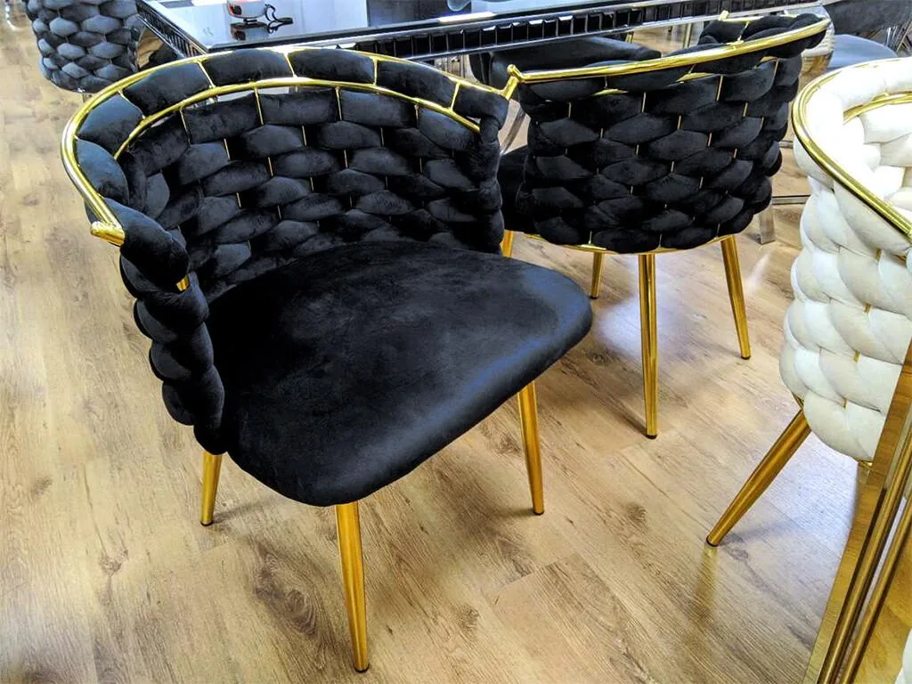 Esszimmer Stuhl "Bubble" Schwarz Gold Küche Design
