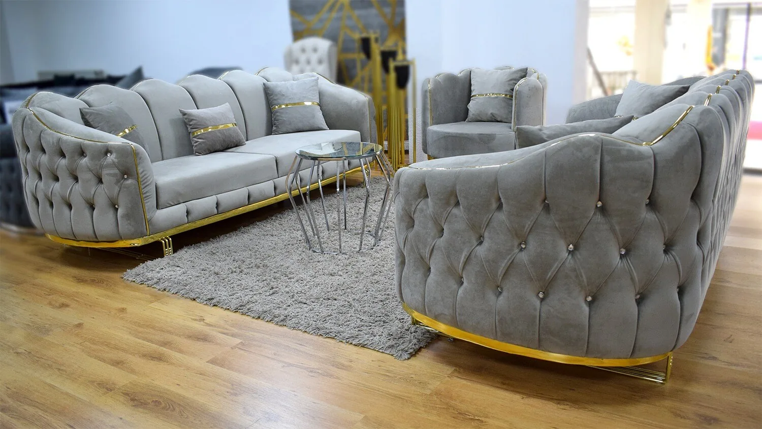 Chesterfield Sofa 3-3-1 "Tunis" Farbauswahl Sessel Couch