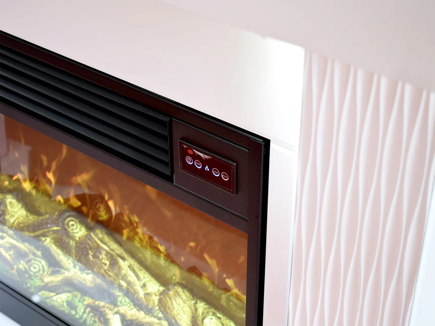 LED Kamin "Tempel" Weiss Farbwechsel Bluetooth Heissluft Fernbedienung