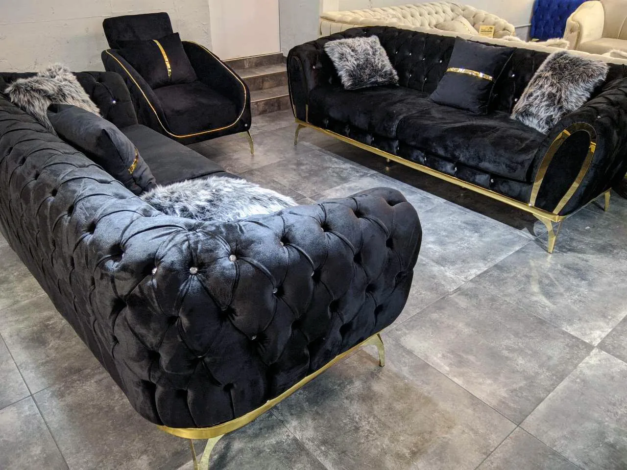 Chesterfield Sofa "Arthur" 3-3-1 Farbauswahl Couch Garnitur
