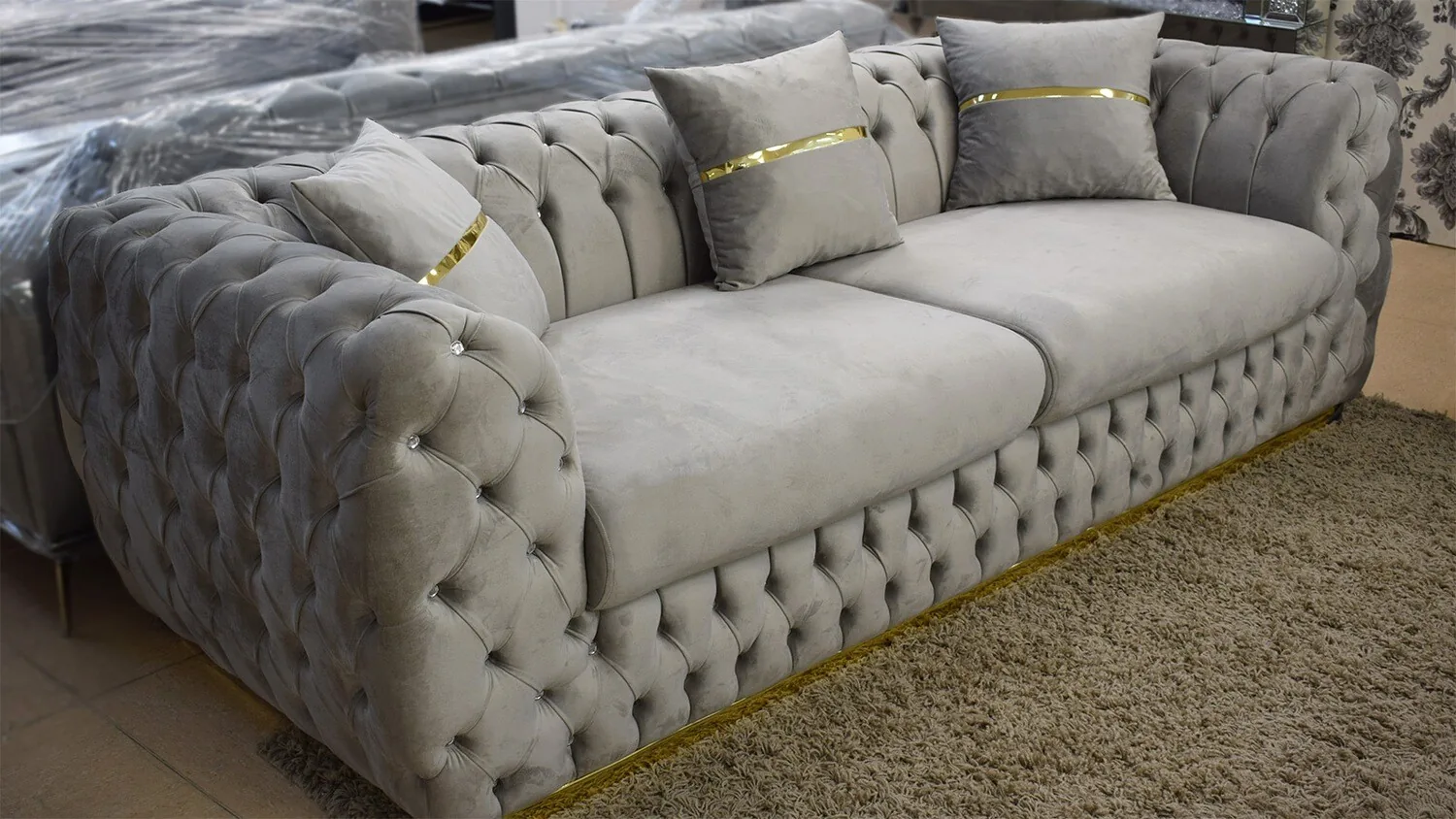 Chesterfield Sofa 3-3-1 "Paris" Farbauswahl Sessel Couch