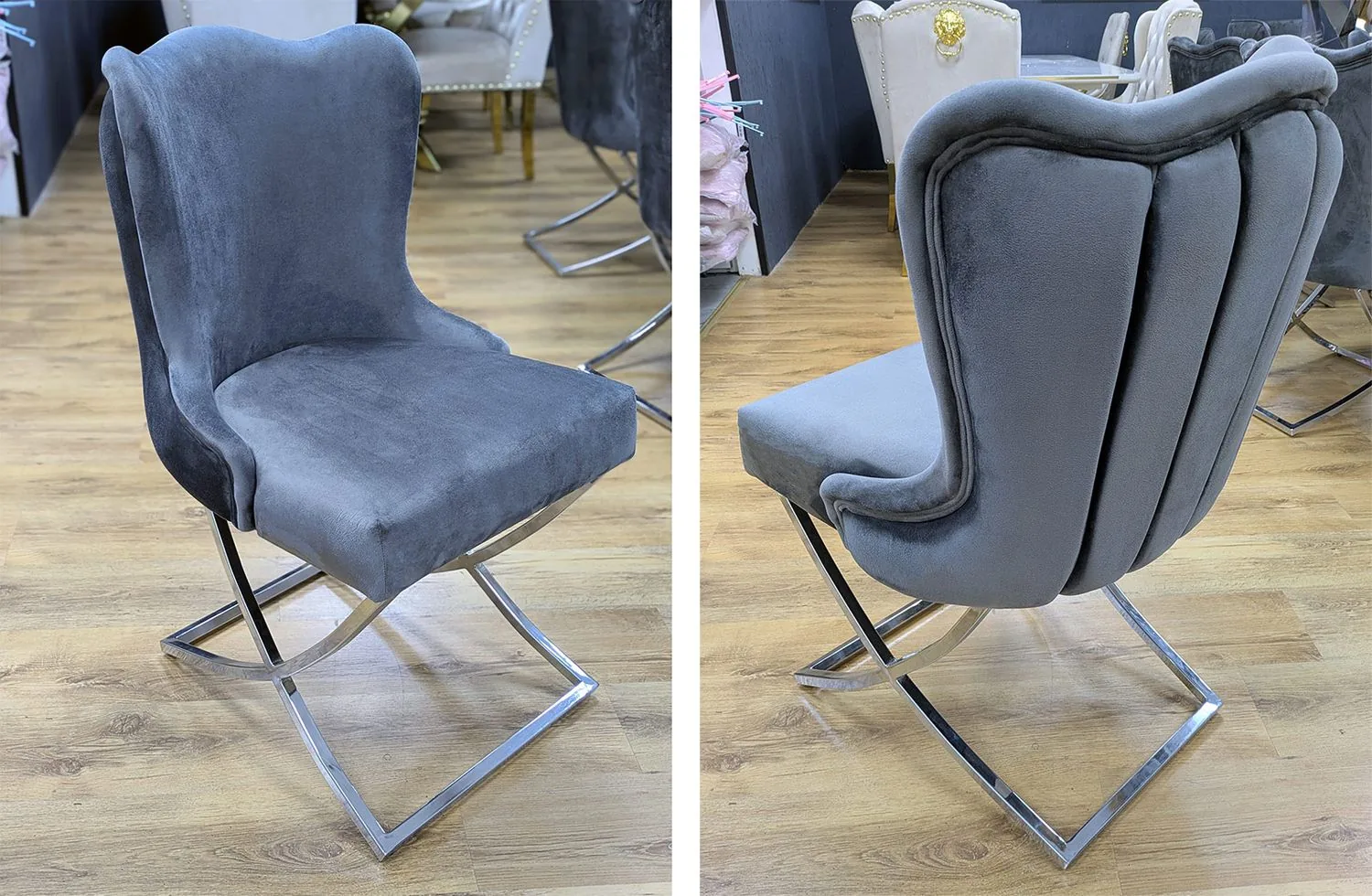 Design Esszimmer Stuhl "Lars" Grau Silber Esszimmer Küche