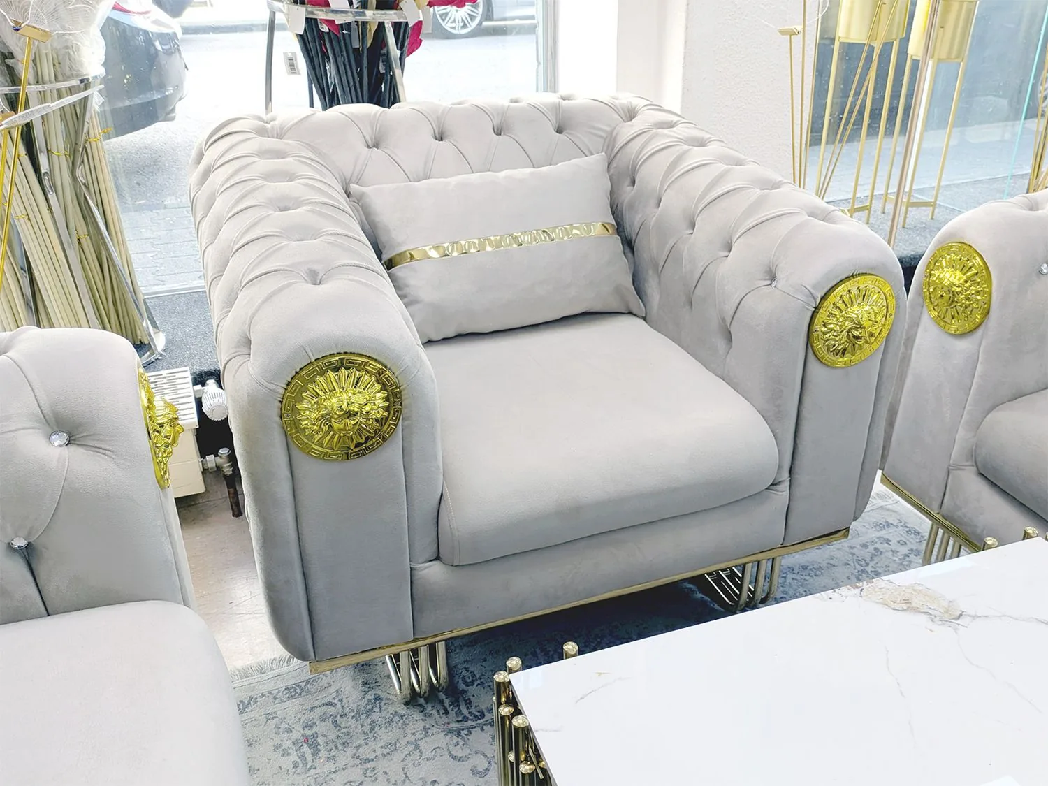 Chesterfield Sofa "Medusa" 3-3-1 Farbauswahl Wohnzimmer Garnitur