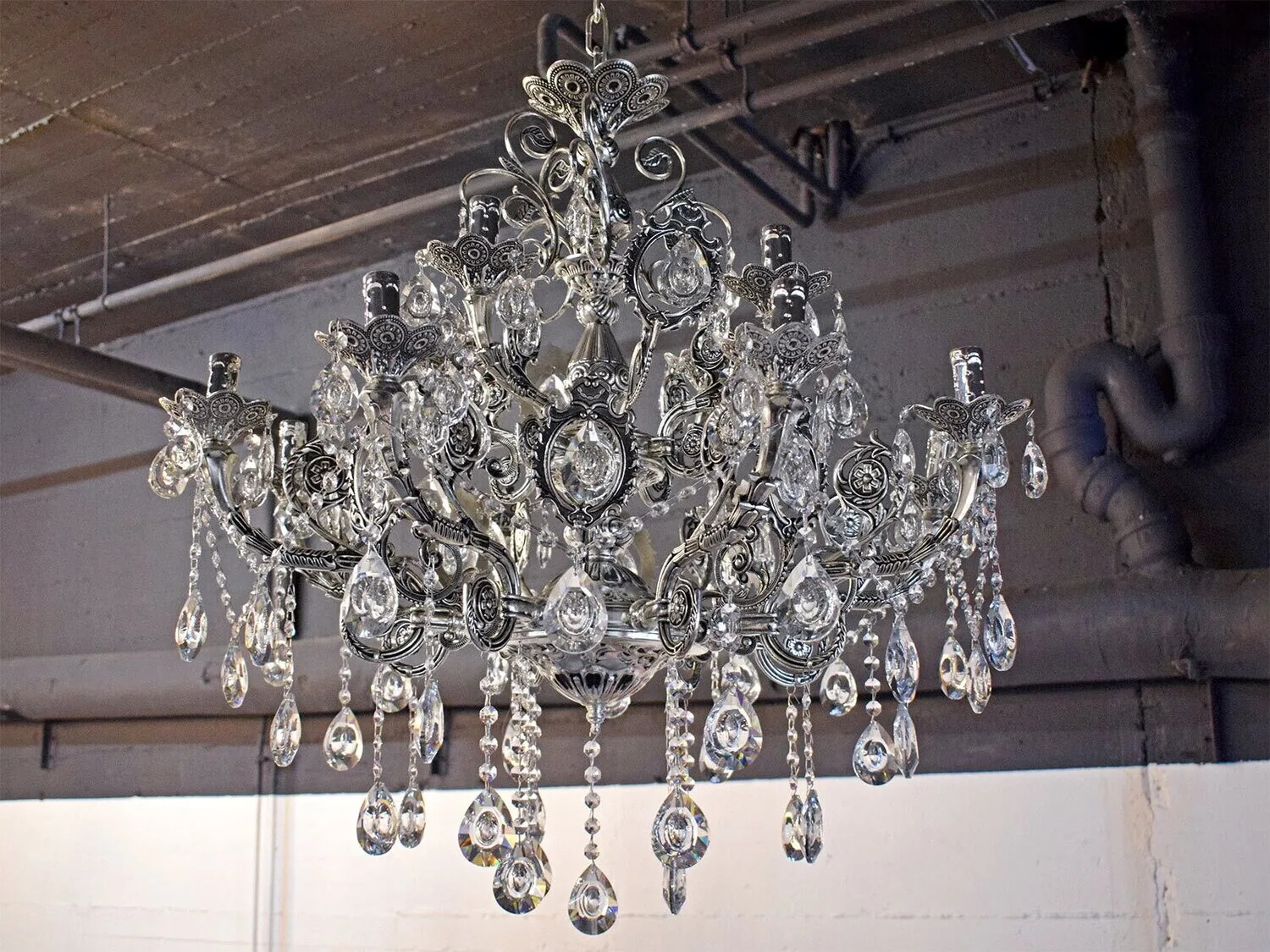 Kronleuchter "Richard" 12-armig Silber Kristall-Design Lüster