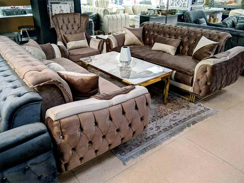 Chesterfield Schlafsofa 3-3-1 "Felix" Farbauswahl Couch Sessel