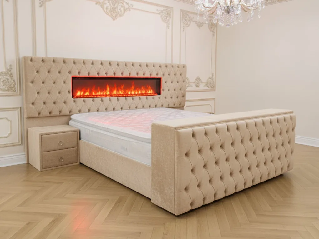 Chesterfield Bett "Sara" TV-Halter Kamin Farbauswahl